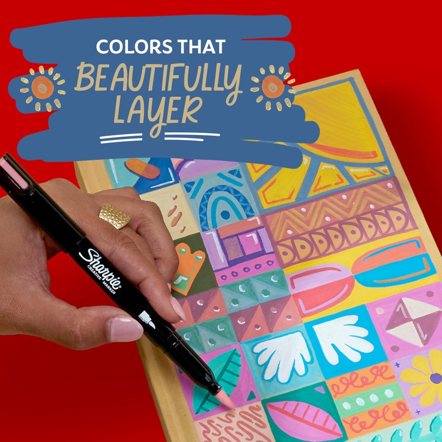 image:imageSharpie Creative Markers Warm Tones WaterBased Acrylic Markers Brush Tip 12 CountWarm Tones