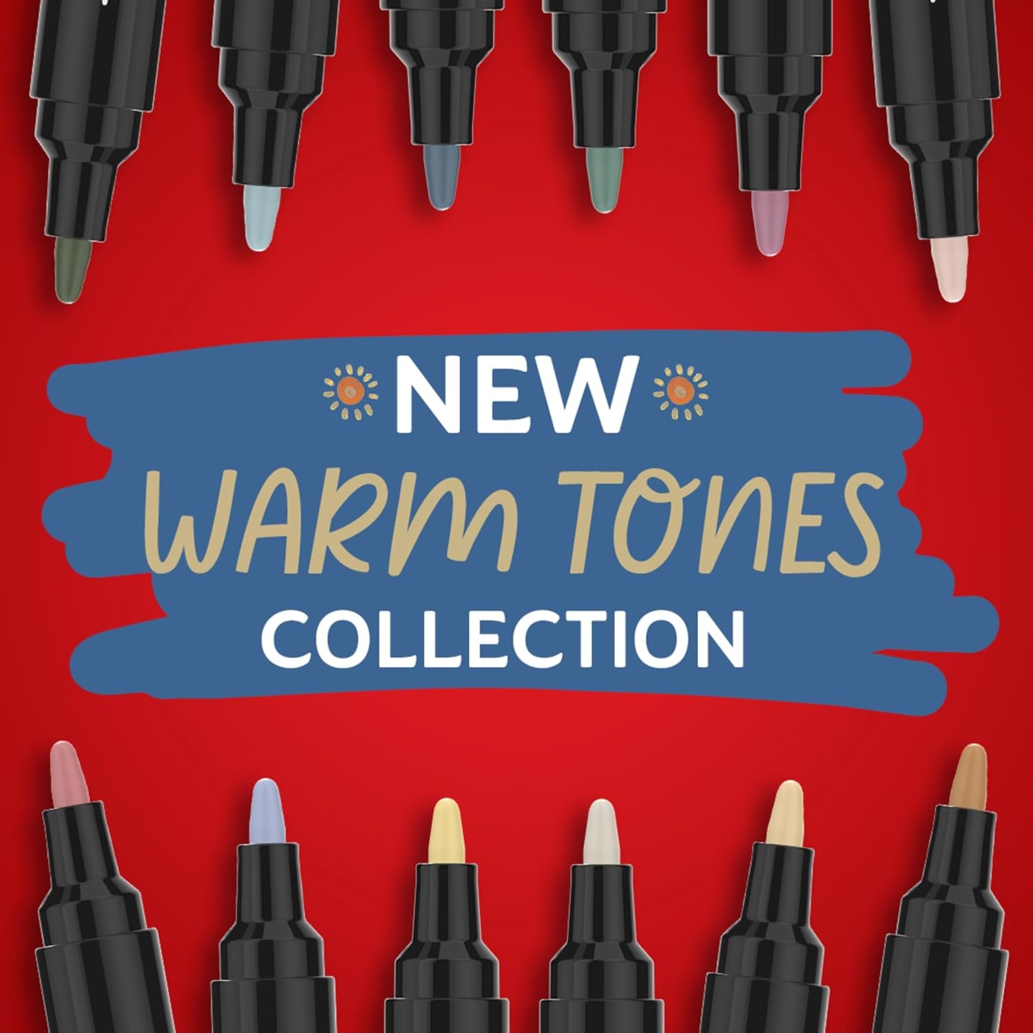 image:imageSharpie Creative Markers Warm Tones WaterBased Acrylic Markers Brush Tip 12 CountWarm Tones
