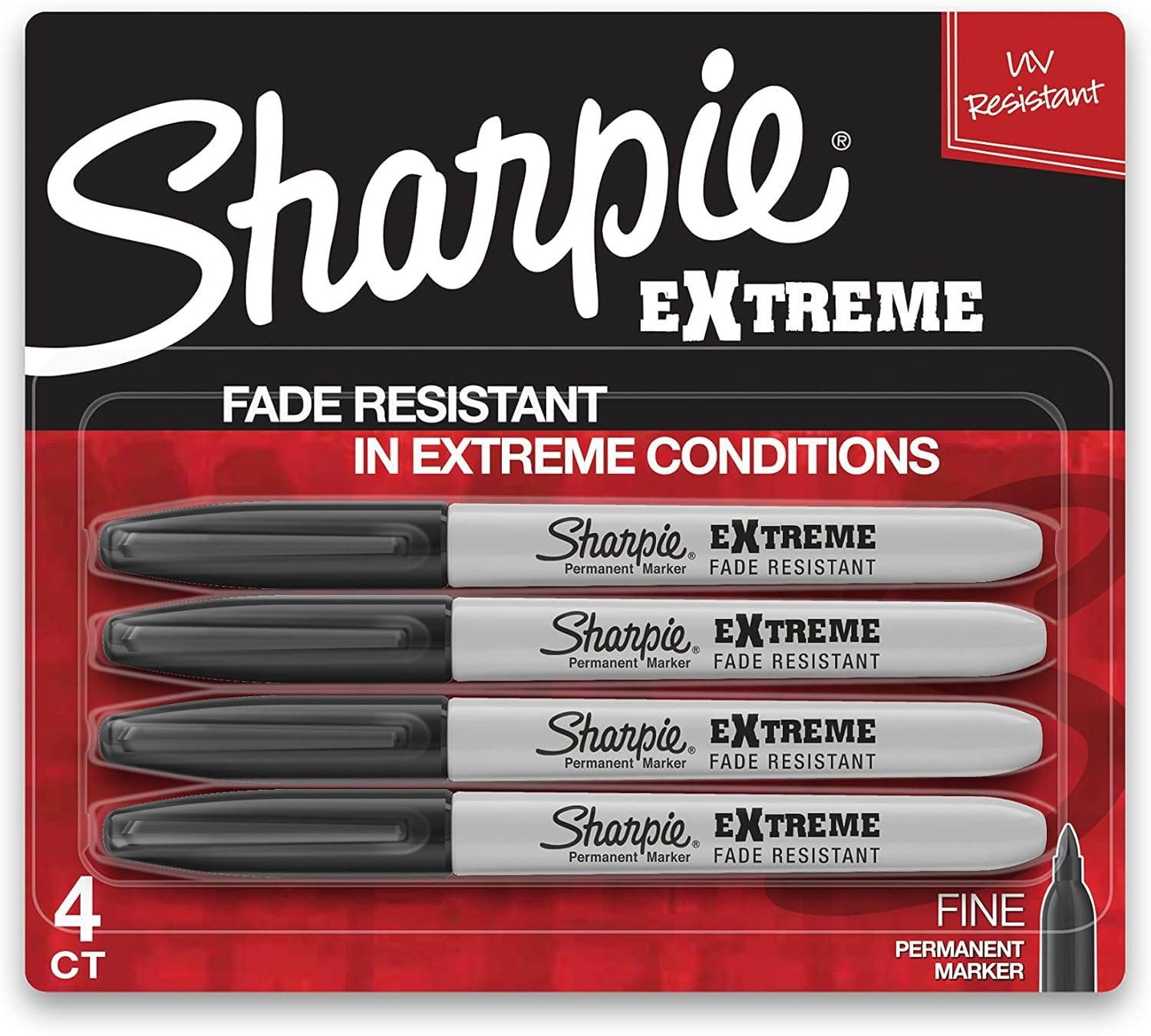 image:imageSharpie Extreme Permanent Markers Fine Point Black 4 Count Fade Resistant Against Both Wet and Dry Outdoor Elements