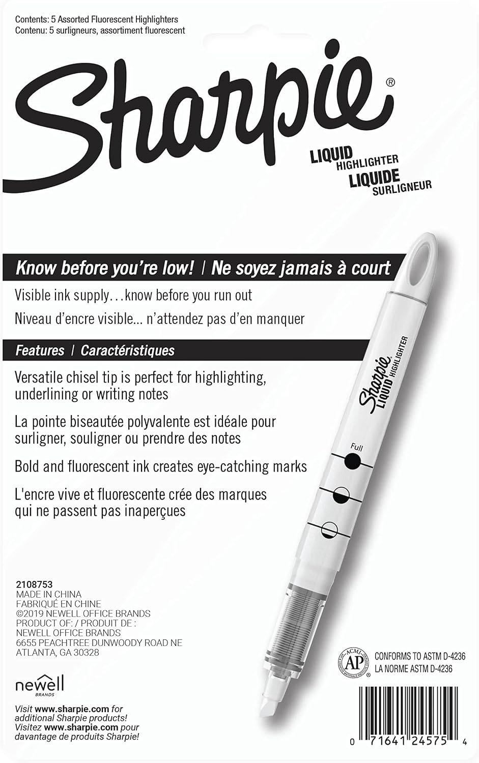 image:imageSharpie Liquid Highlighters Chisel Tip 5 Count Office Classroom Desk School Supplies1 Count Pack of 10