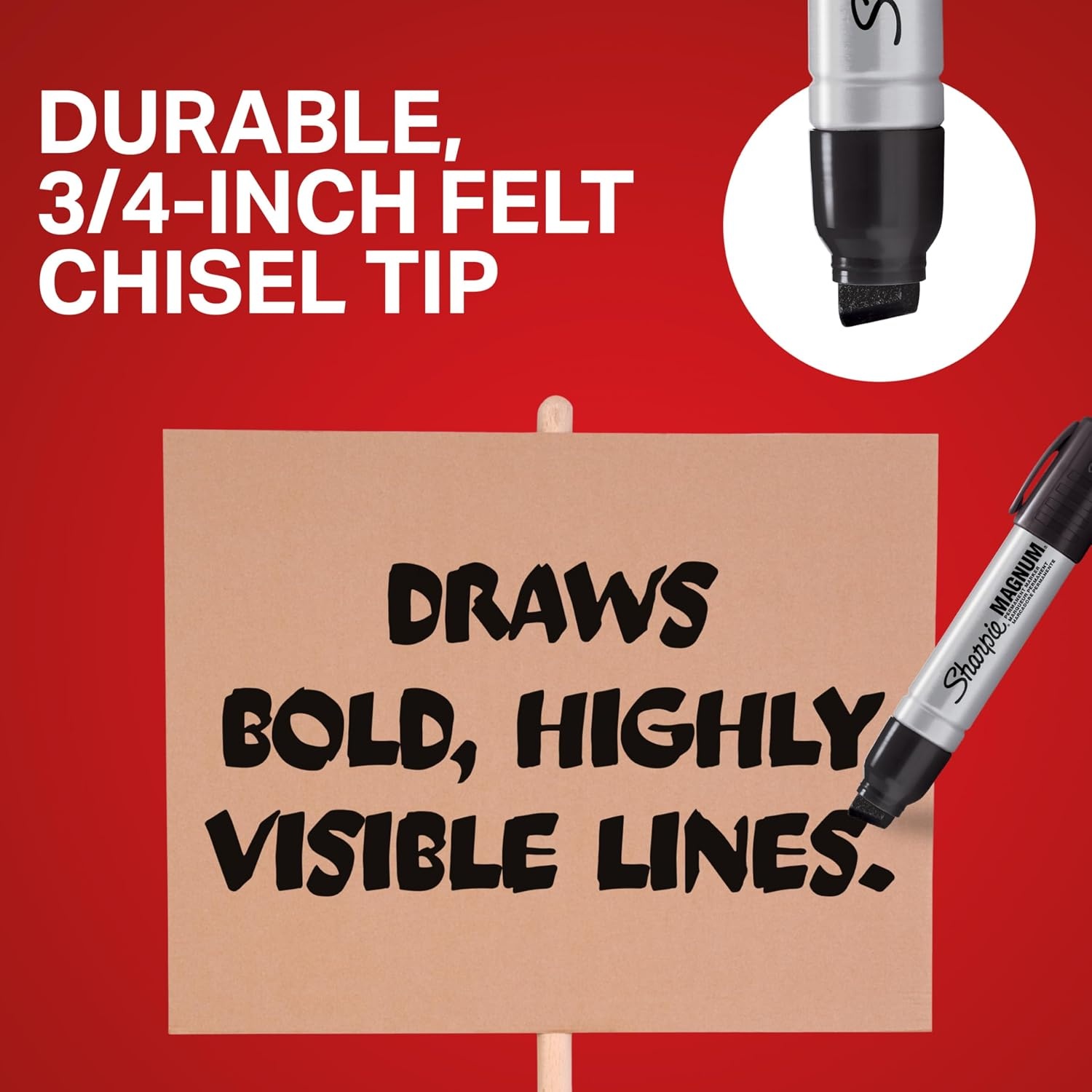 image:imageSharpie Magnum Permanent Markers Oversized Chisel Tip Black 12 Count Office Home Teacher Supplies Great for Poster BoardsBlue