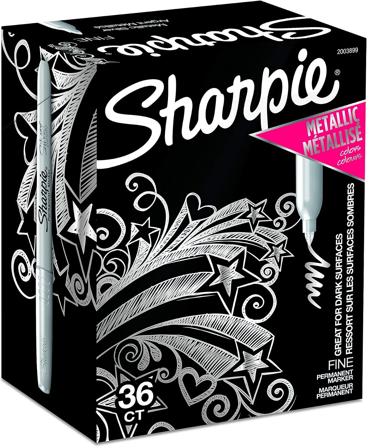 image:imageSharpie Metallic Permanent Markers Fine Point Metallic Silver 36 Count1 Count Pack of 36