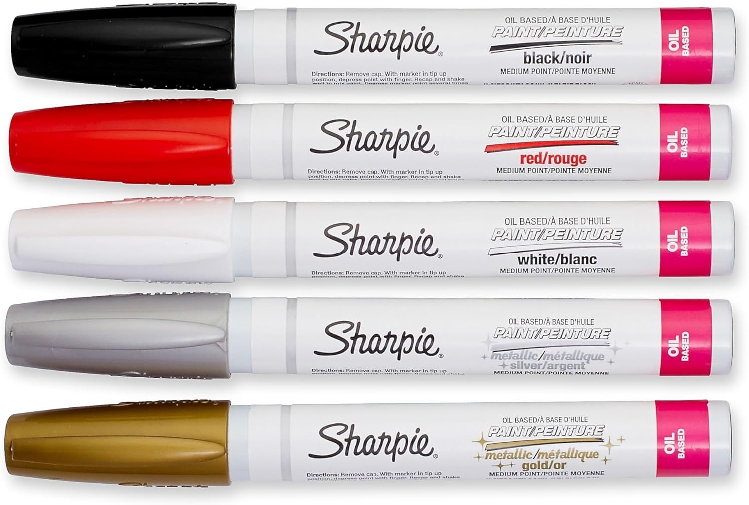 image:imageSharpie OilBased Paint Markers Fine Point 5 Count Great for Rock PaintingMedium Tip Assorted Metallic