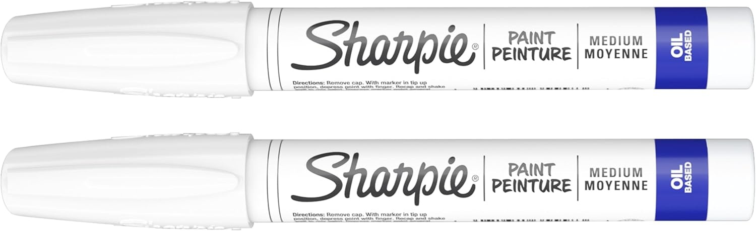 image:imageSharpie OilBased Paint Markers Medium Point White 2 Count Great for Rock Painting Posters Arts amp Crafts Window ArtWhite