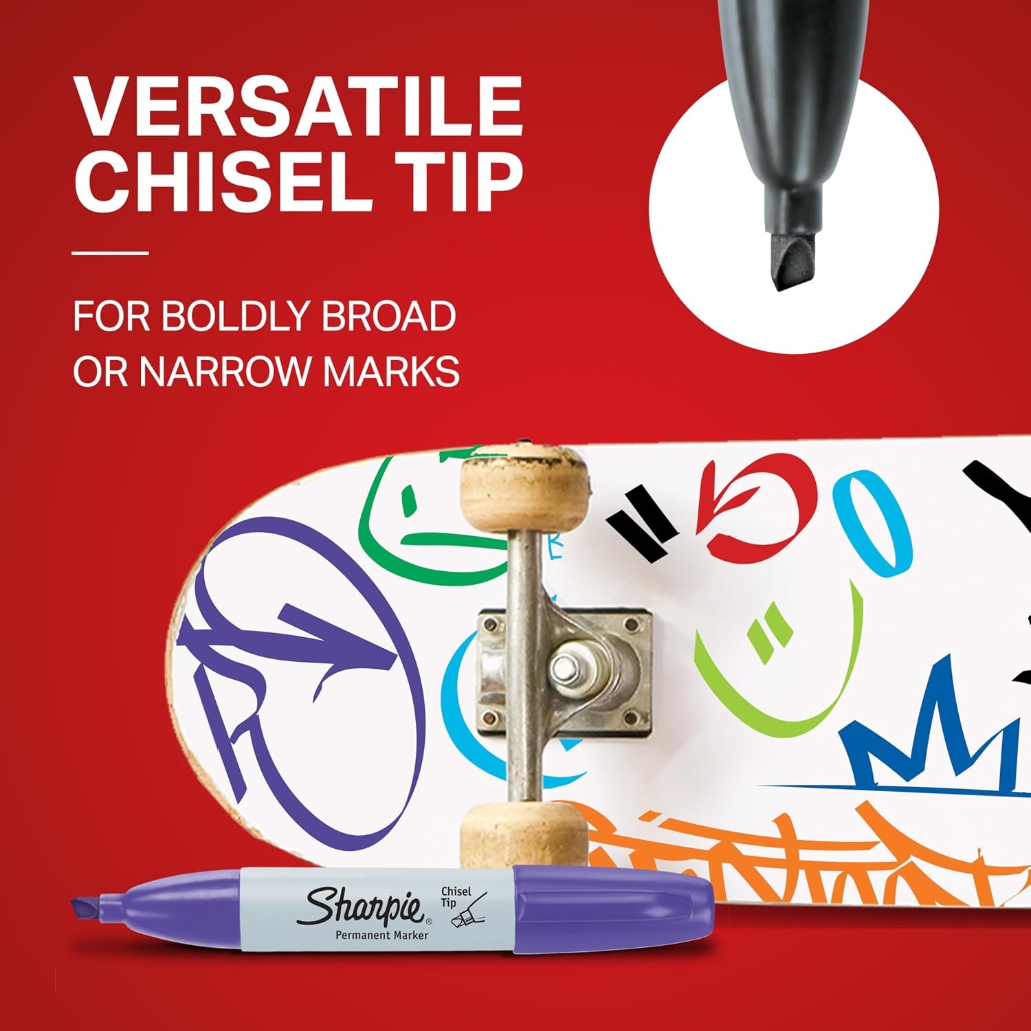 image:imageSharpie Permanent Chisel Tip Marker Set Poster Markers for Wood Plastic and More 8 Count8ct Assorted Chisel