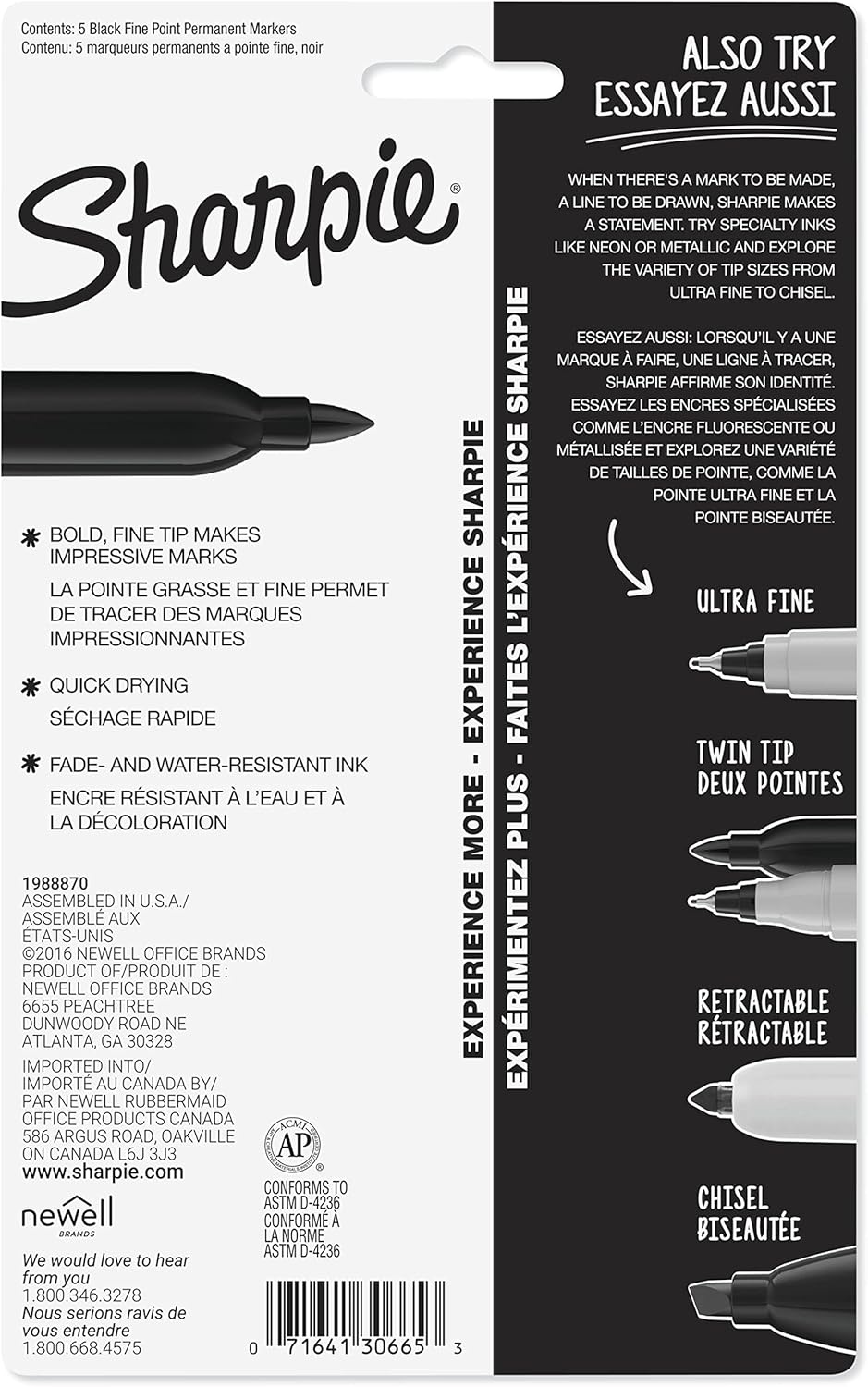 image:imageSharpie Permanent Markers Fine Tip Black 5 Count Quick Drying Fade Resistant5 Count Pack of 1