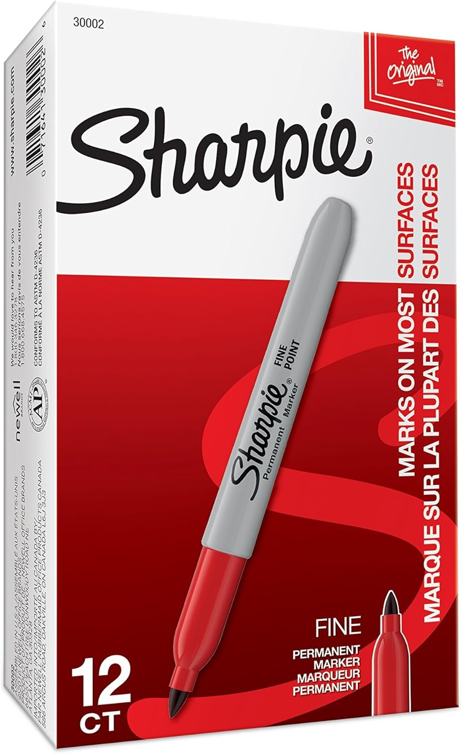 image:imageSharpie Permanent Markers Fine Tip Red 12 Count Office Supplies Quick Drying Fade Resistant For Plastic Metal Wood And More