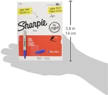 image:imageSharpie Permanent Markers Fine Tip Red 36 Count Marks on Paper Plastic Metal Wood Perfect for Drawing Coloring Posters Home Office SuppliesBlue