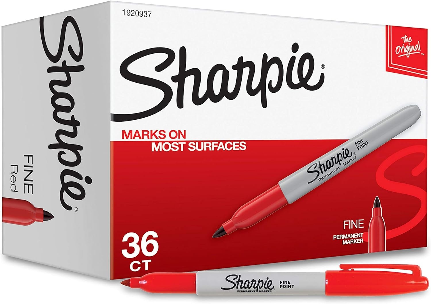 image:imageSharpie Permanent Markers Fine Tip Red 36 Count Marks on Paper Plastic Metal Wood Perfect for Drawing Coloring Posters Home Office SuppliesRed