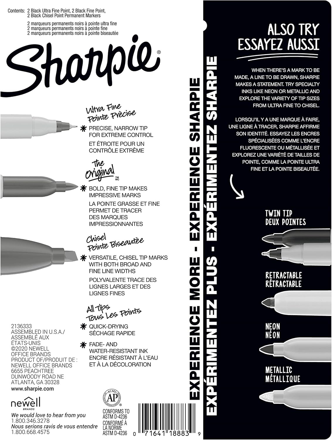 image:imageSharpie Permanent Markers Variety Pack Includes Chisel Fine and UltraFine Tips Black 6 Count Poster Office School SuppliesBlack