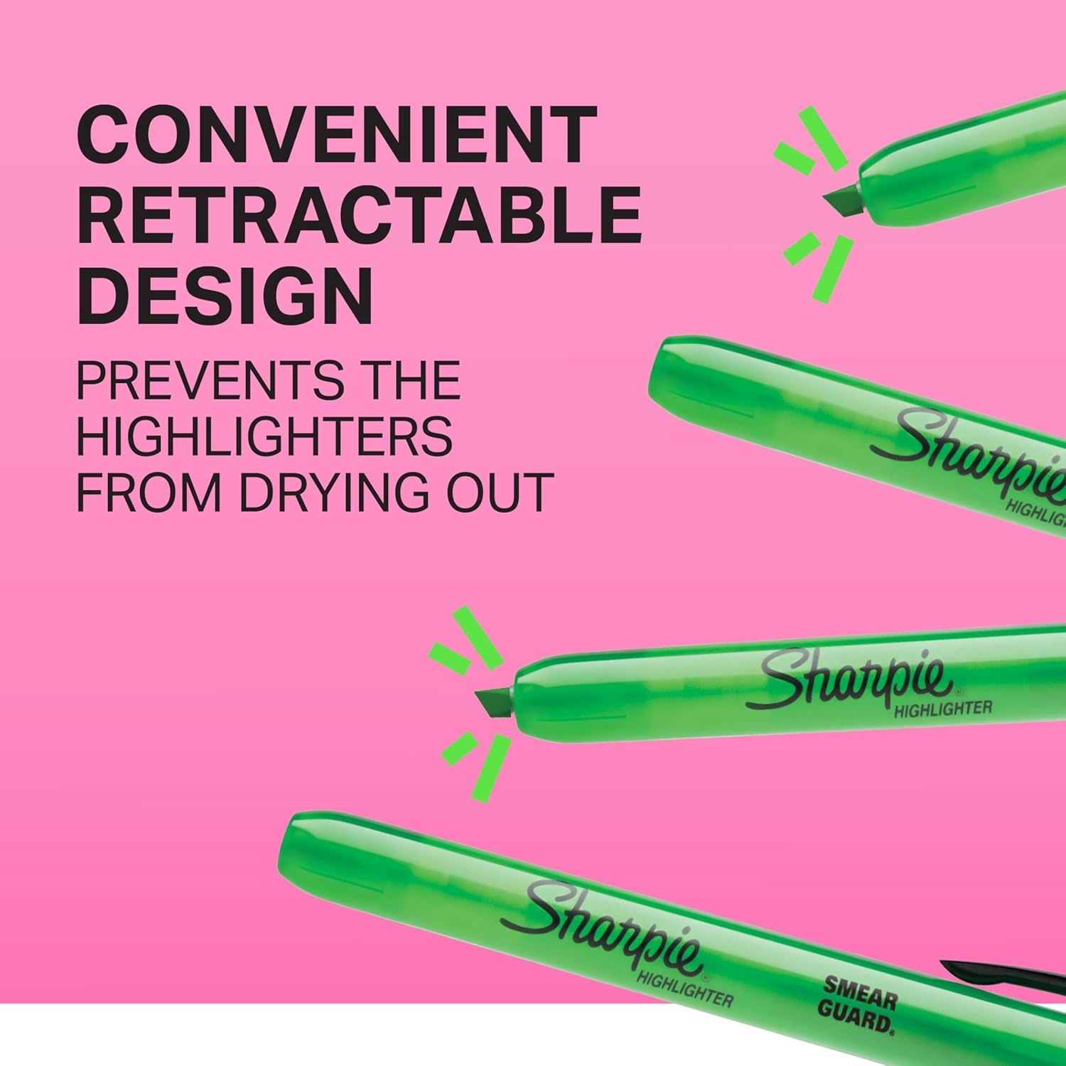 image:imageSharpie Retractable Highlighters Chisel Tip Fluorescent Yellow 12 Count12 Count Yellow