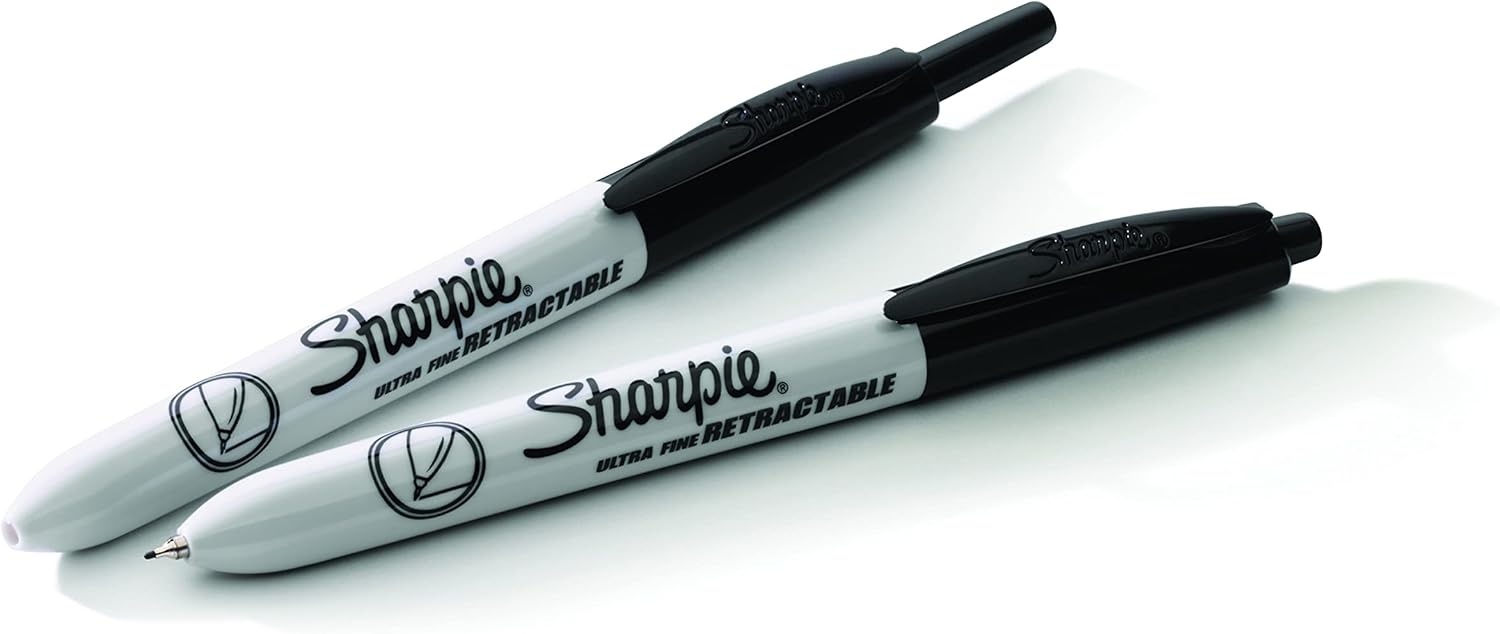 image:imageSharpie Retractable Permanent Markers Ultra Fine Point Black 12 Count