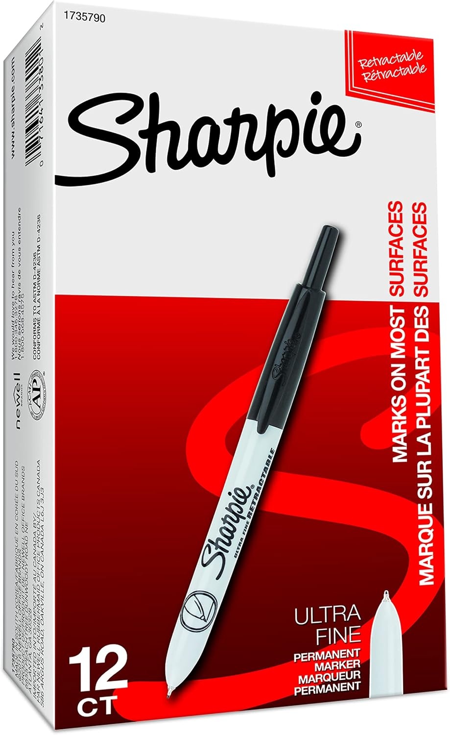 image:imageSharpie Retractable Permanent Markers Ultra Fine Point Black 12 Count