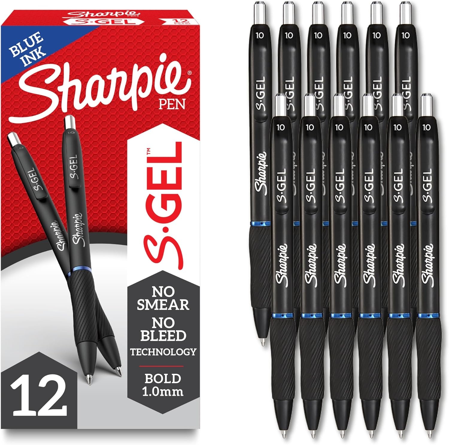 image:imageSharpie SGel Bold Point Blue Gel Pens for Teachers School amp Office Ideal Pens for Journaling Drawing amp Studying Bold Point 10mm Smooth Writing 12PackBlue