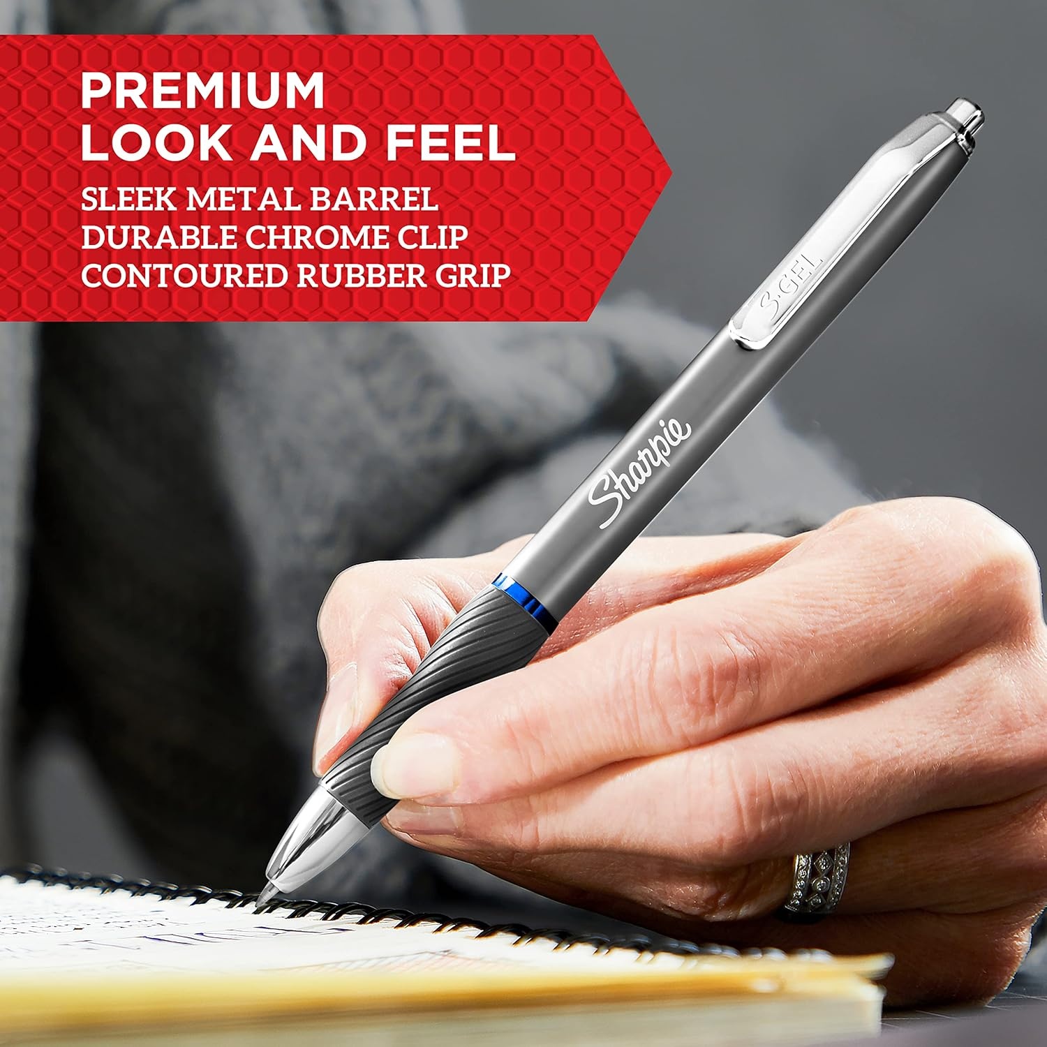 image:imageSharpie SGel Gel Ink Pens Medium Point 07mm Sleek Metal Barrel Black Ink 12 Count Drawing Journaling Writing School Teacher SuppliesMatte Black