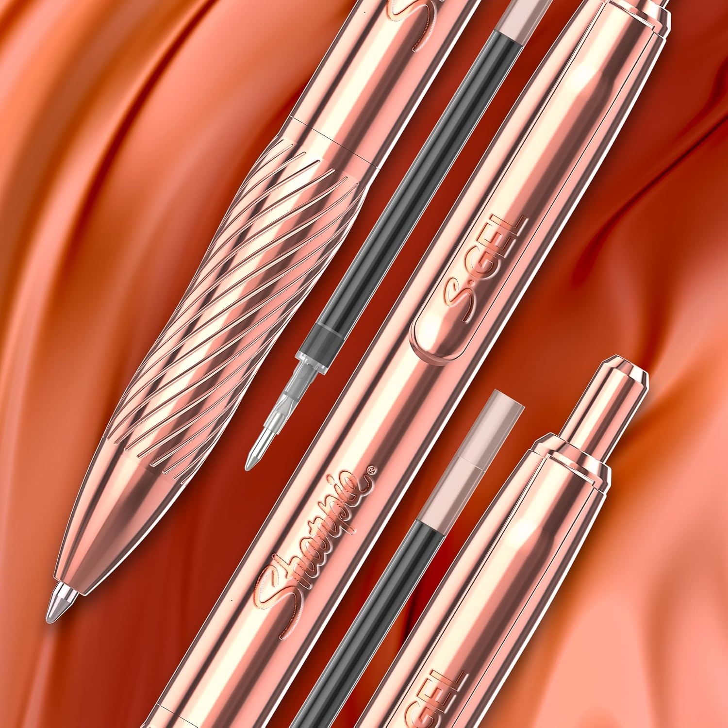 image:imageSharpie SGel Gel Pen Copper Metal Body Medium Point 07mm Black Ink Includes 1 Pen and 1 Additional Ink Refill1 Count Pack of 2