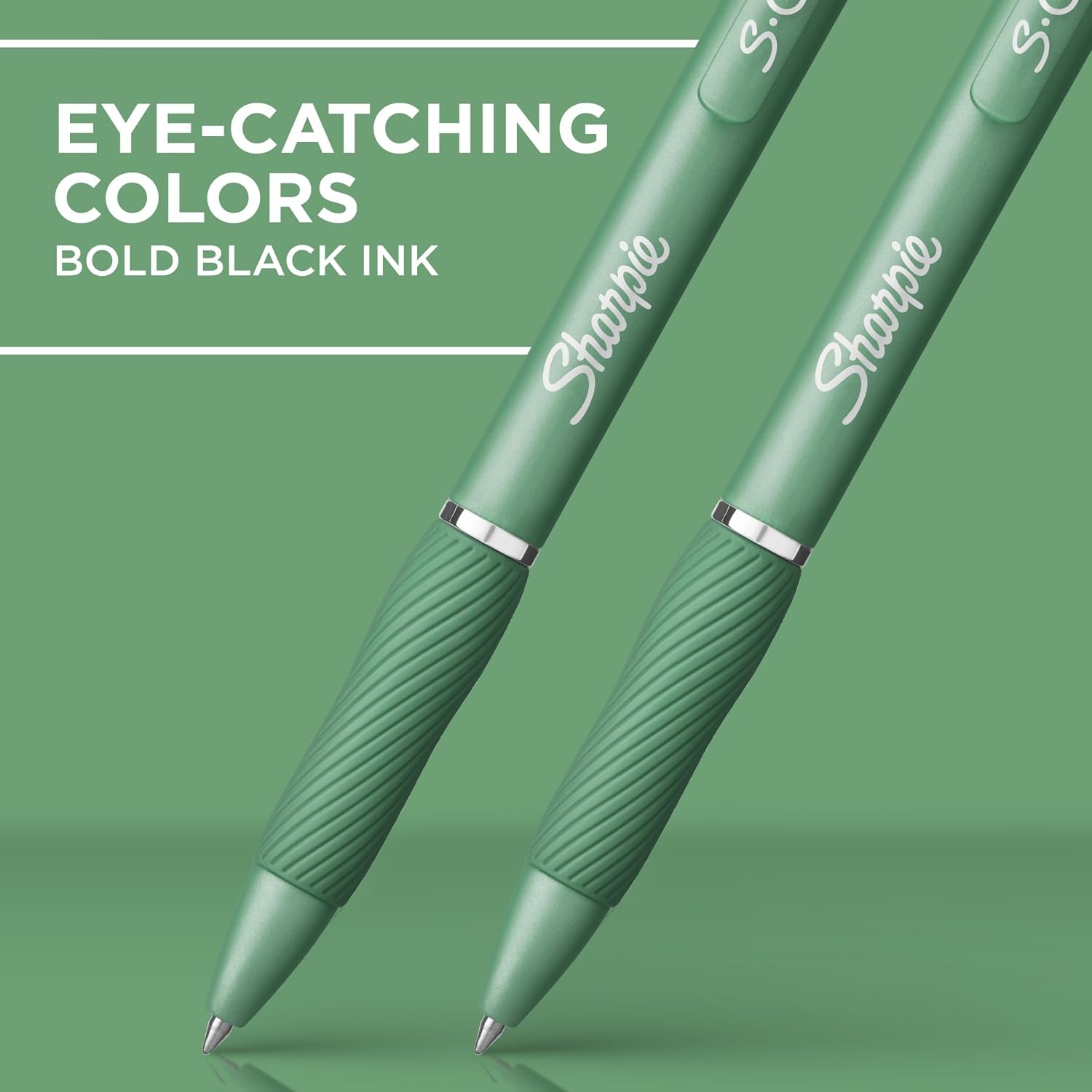 image:imageSharpie SGel Gel Pens Green Barrel Black Ink Medium Point 07mm 4 Count For Home Office College Journaling Drawing NoteTaking Writing