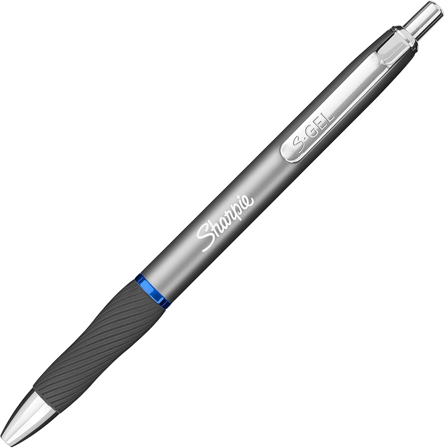 image:imageSharpie SGel Gel Pens Sleek Metal Barrel Gunmetal Medium Point 07mm Black Ink 12 CountBlue Ink