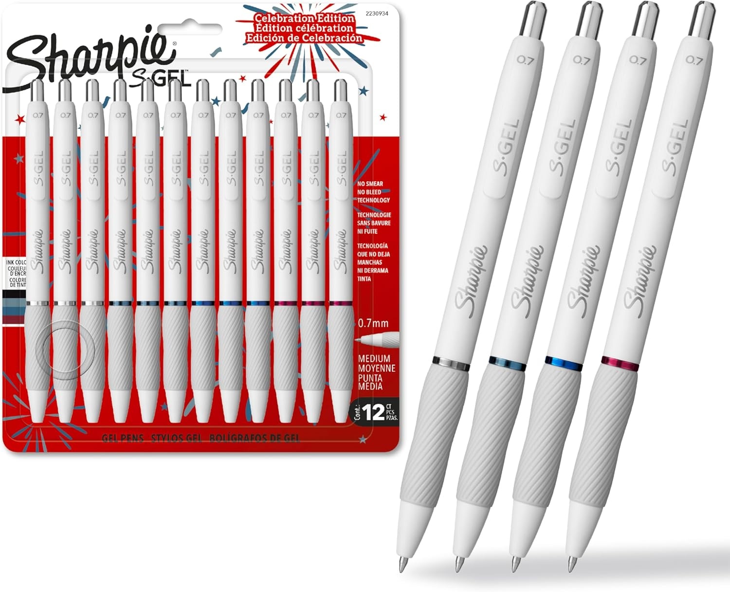 image:imageSharpie SGel Pens Frost Blue Barrel Medium Point 07mm Black Gel Ink 12 Count Office Supplies Journaling Writing NoteTakingAssorted USA