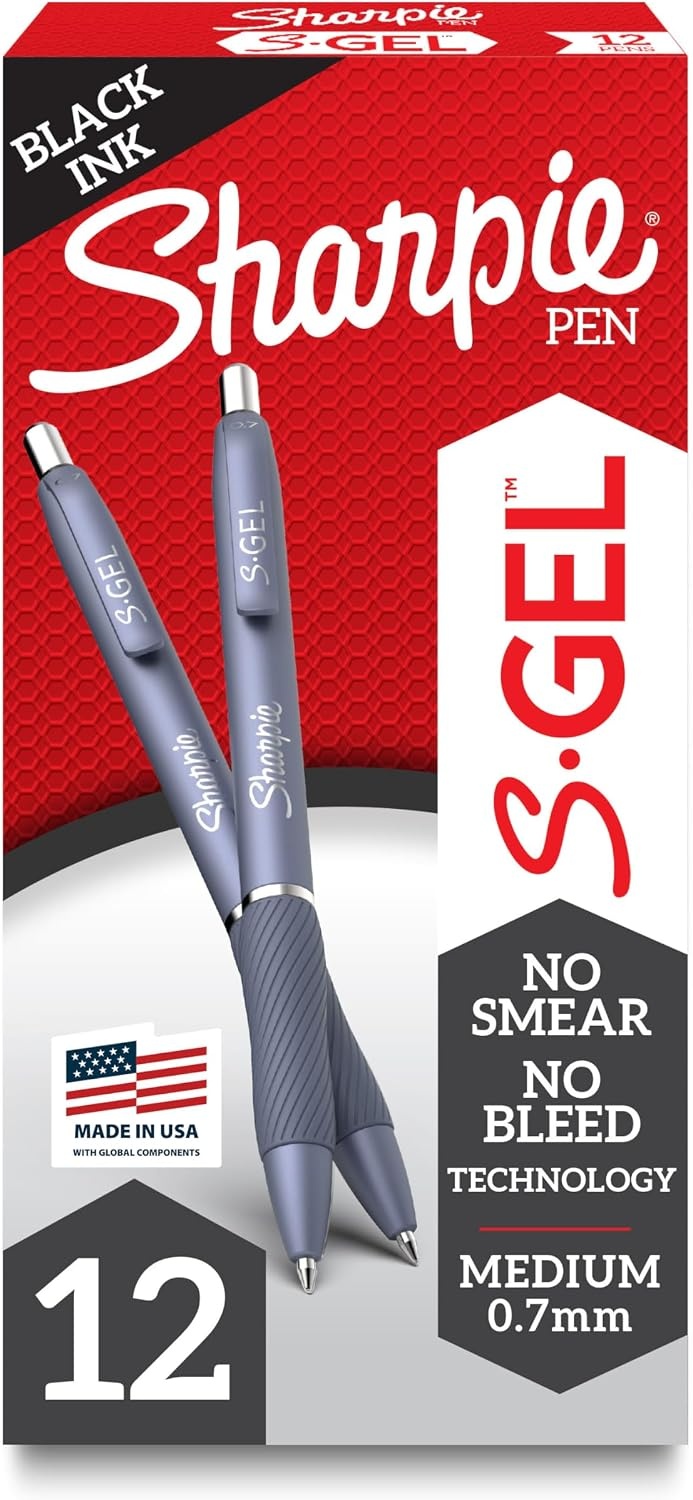 image:imageSharpie SGel Pens Frost Blue Barrel Medium Point 07mm Black Gel Ink 12 Count Office Supplies Journaling Writing NoteTakingFrost Blue