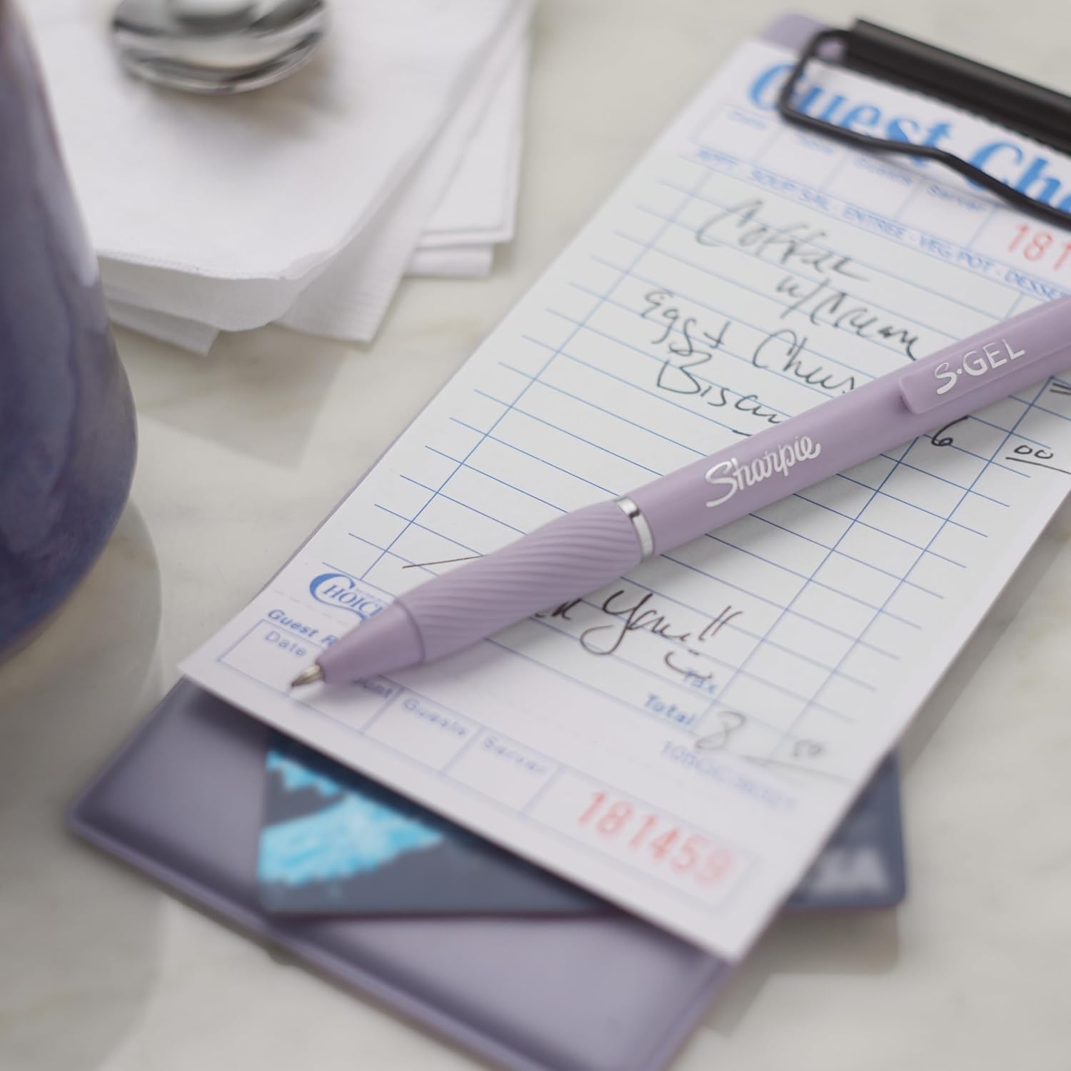 image:imageSharpie SGel Pens Frost Blue Barrel Medium Point 07mm Black Gel Ink 12 Count Office Supplies Journaling Writing NoteTakingIcy Violet