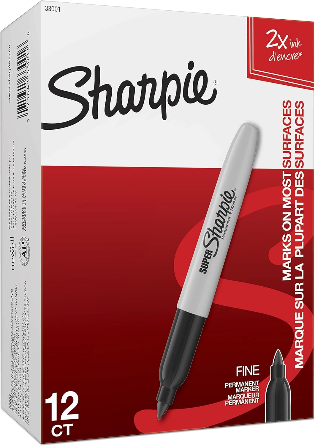 image:imageSharpie Super Permanent Markers Fine Point Black 12 Count Quick Drying For Classroom Poster Boards Office Home Teacher SuppliesMarker