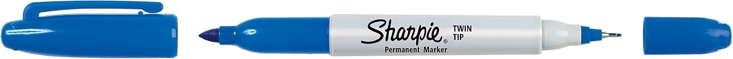 image:imageSharpie Twin Tip Permanent Markers Fine and Ultra Fine Black 12 CountBlue