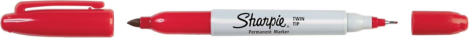 image:imageSharpie Twin Tip Permanent Markers Fine and Ultra Fine Black 12 CountRed