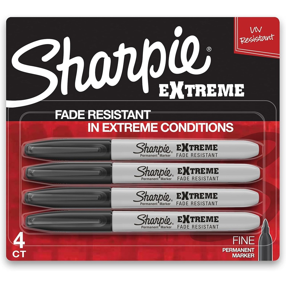 image:imageSharpie Extreme Permanent Markers Fine Point Black 4 Count Fade Resistant Against Both Wet and Dry Outdoor Elements