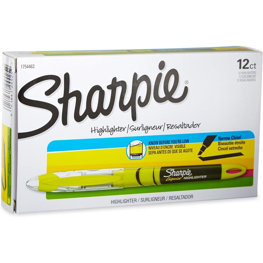 image:imageSharpie Liquid Highlighters Chisel Tip Fluorescent Yellow 12 Count