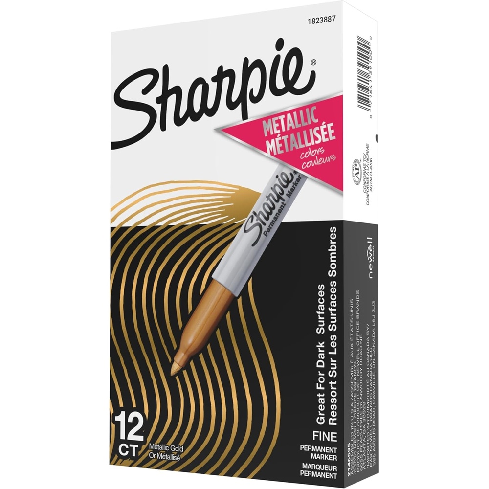 image:imageSharpie Metallic Permanent Markers Fine Point Gold 12 Count