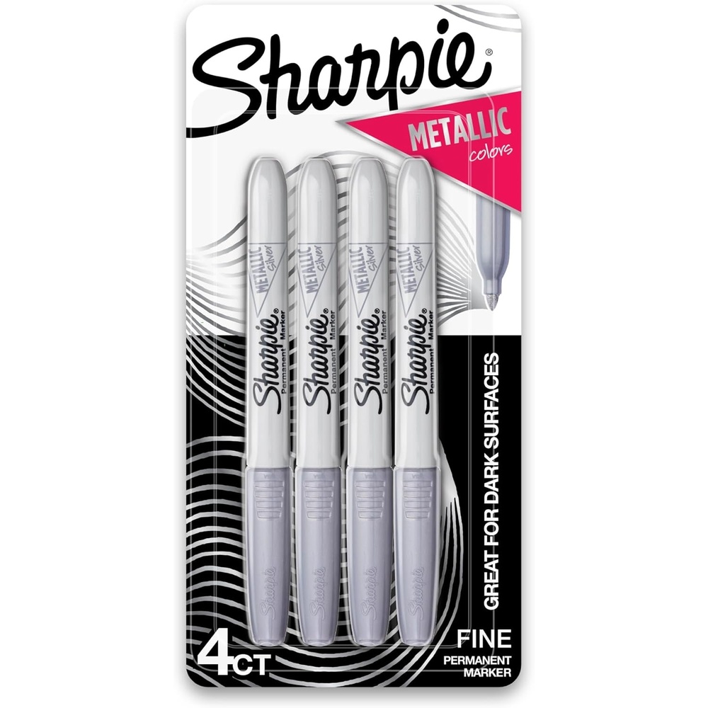 image:imageSharpie Metallic Permanent Markers Fine Point Silver 4 Count For Black Paper or Dark Surfaces Arts amp Crafts Posters1 Count Pack of 4