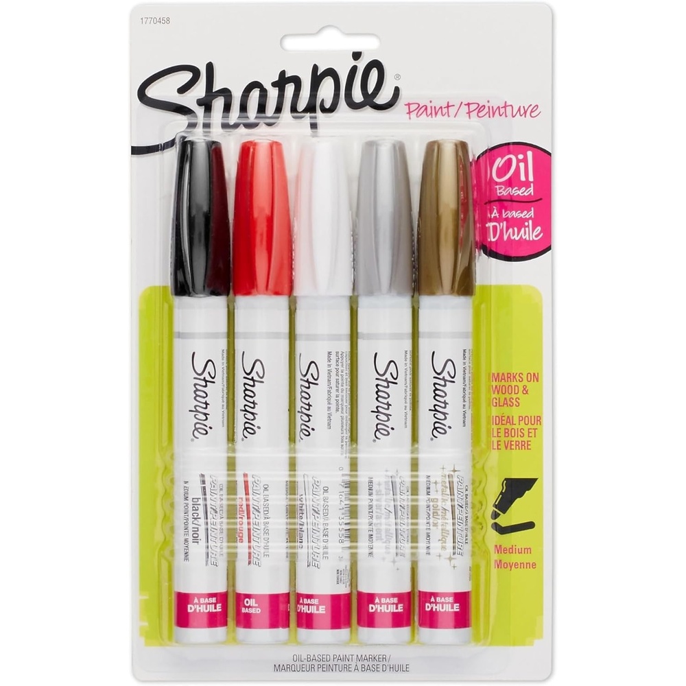 image:imageSharpie OilBased Paint Markers Fine Point 5 Count Great for Rock PaintingMedium Tip Assorted Metallic