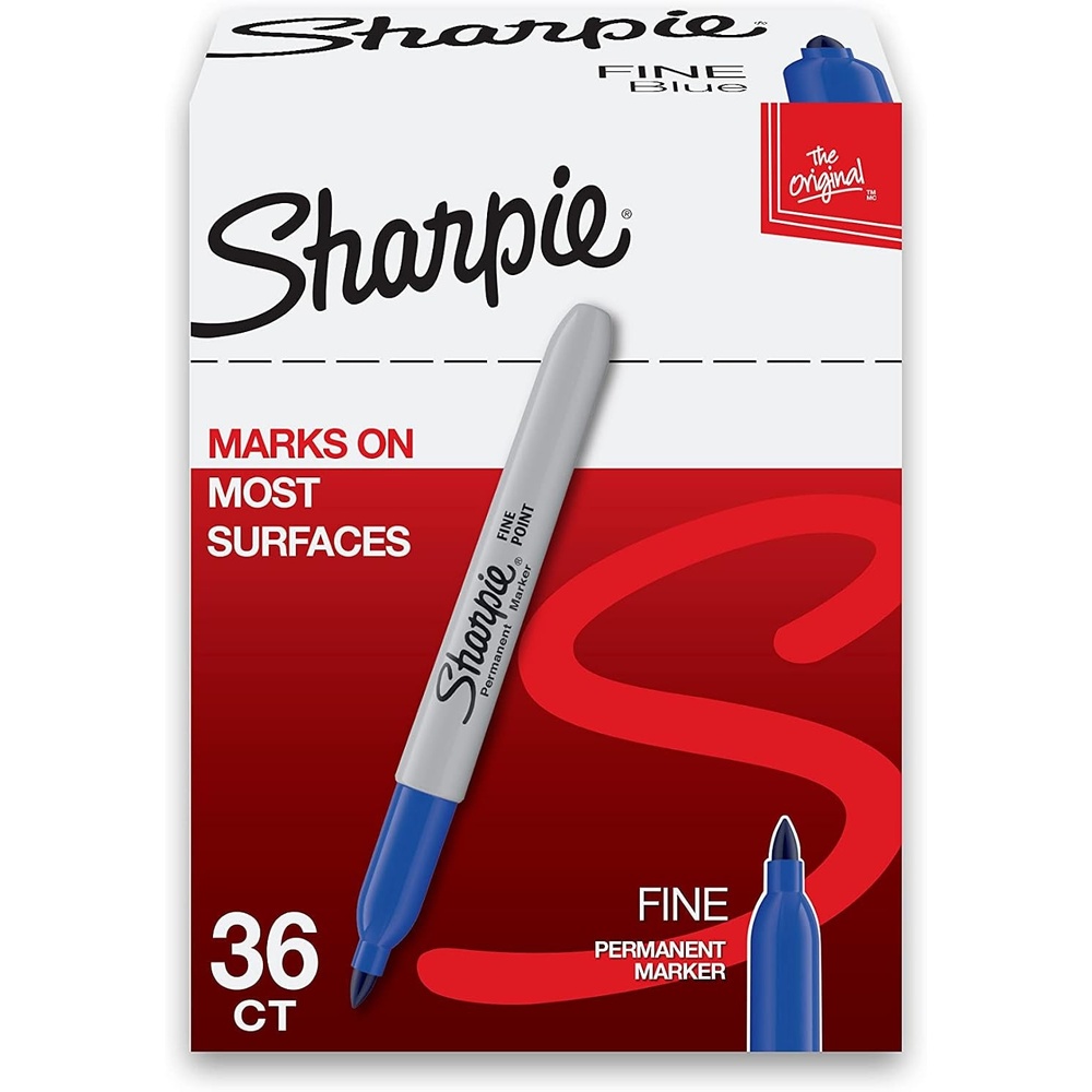 image:imageSharpie Permanent Markers Blue Fine Tip Bulk Set 36 Count For Plastic Metal Wood And More