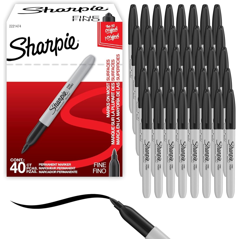 image:imageSharpie Permanent Markers Bulk Set Fine Tip Markers For Plastic Metal Wood And More Black 36 Count40 Count