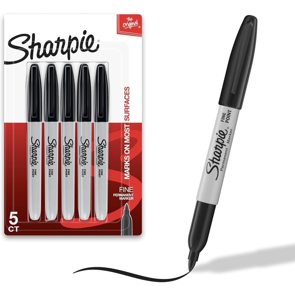 image:imageSharpie Permanent Markers Fine Tip Black 5 Count  Quick Drying Fade Resistant5 Count Pack of 1