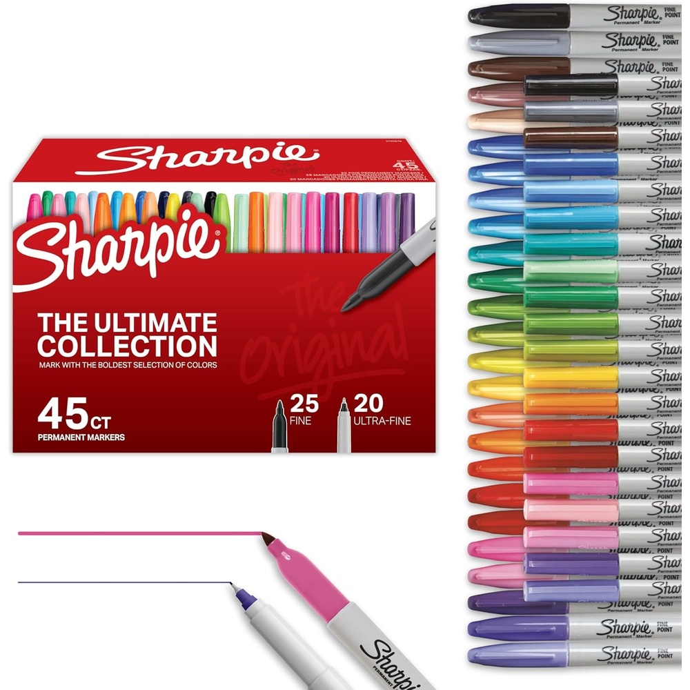 image:imageSharpie Permanent Markers Ultimate Collection Ultra Fine And Fine Tip Markers Assorted Colors 72 Count Classroom Teacher Supplies Arts amp Crafts Bulk Marker Set45 Count