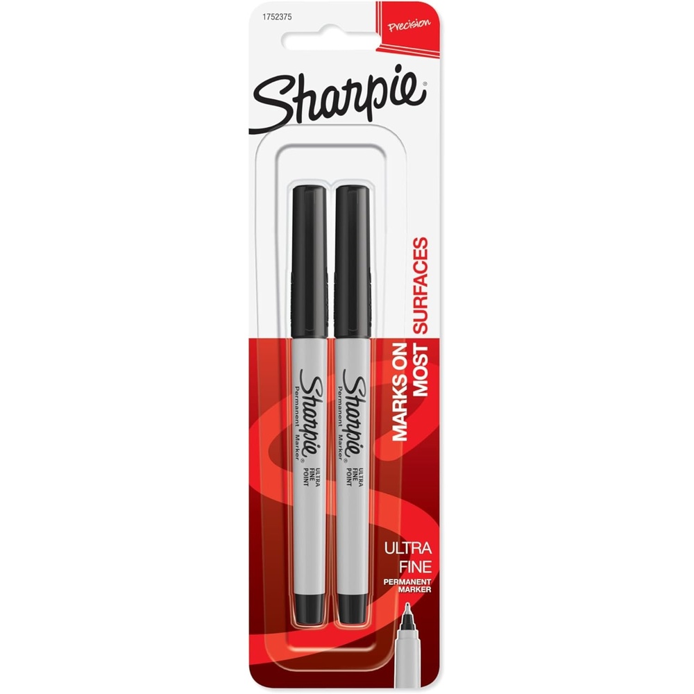 image:imageSharpie Permanent Markers Ultra Fine Point Black 2 Count Home School Office Supplies