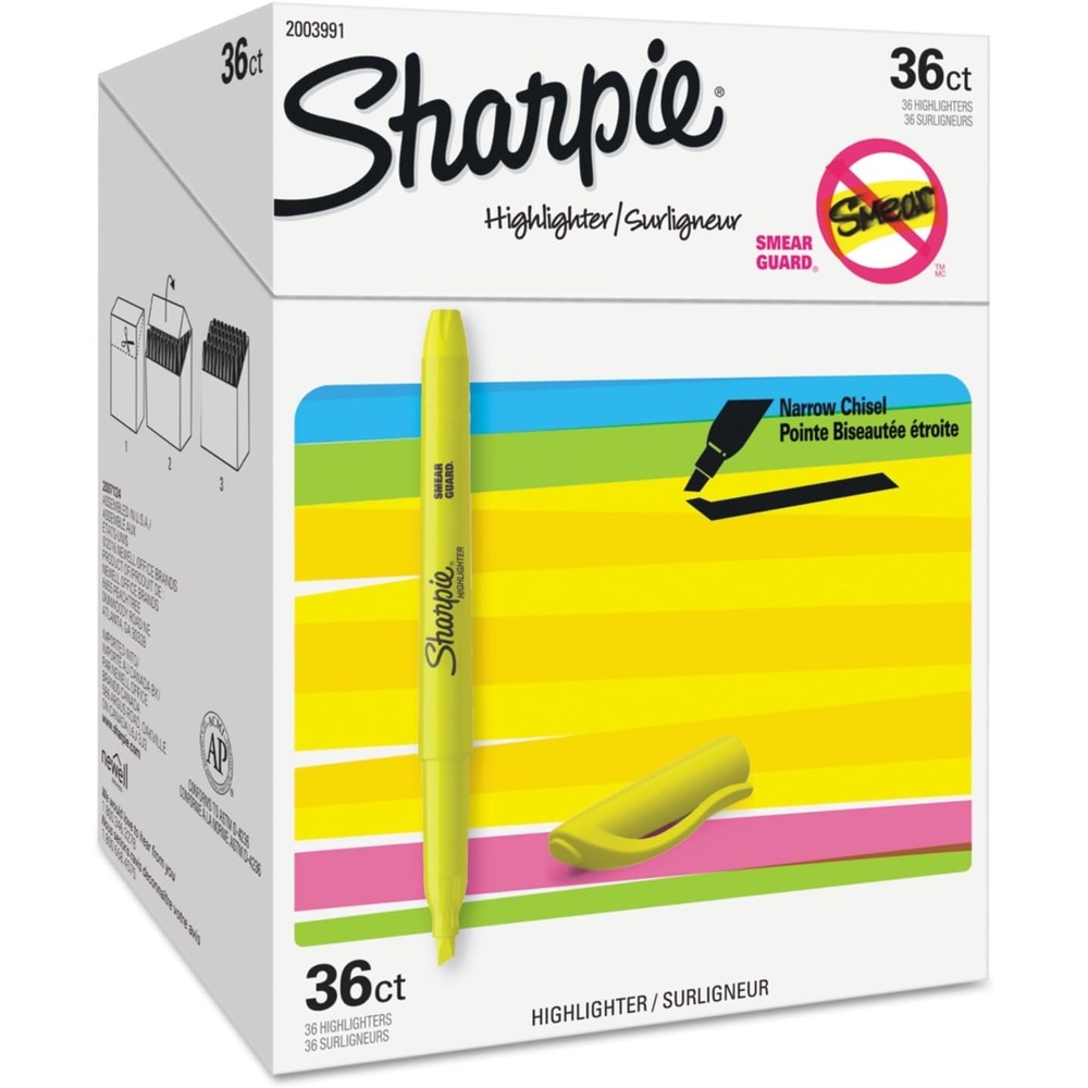 image:imageSharpie Pocket Highlighters Chisel Tip Fluorescent Yellow 36 Count Office Supplies Bible Study Classroom Essentials