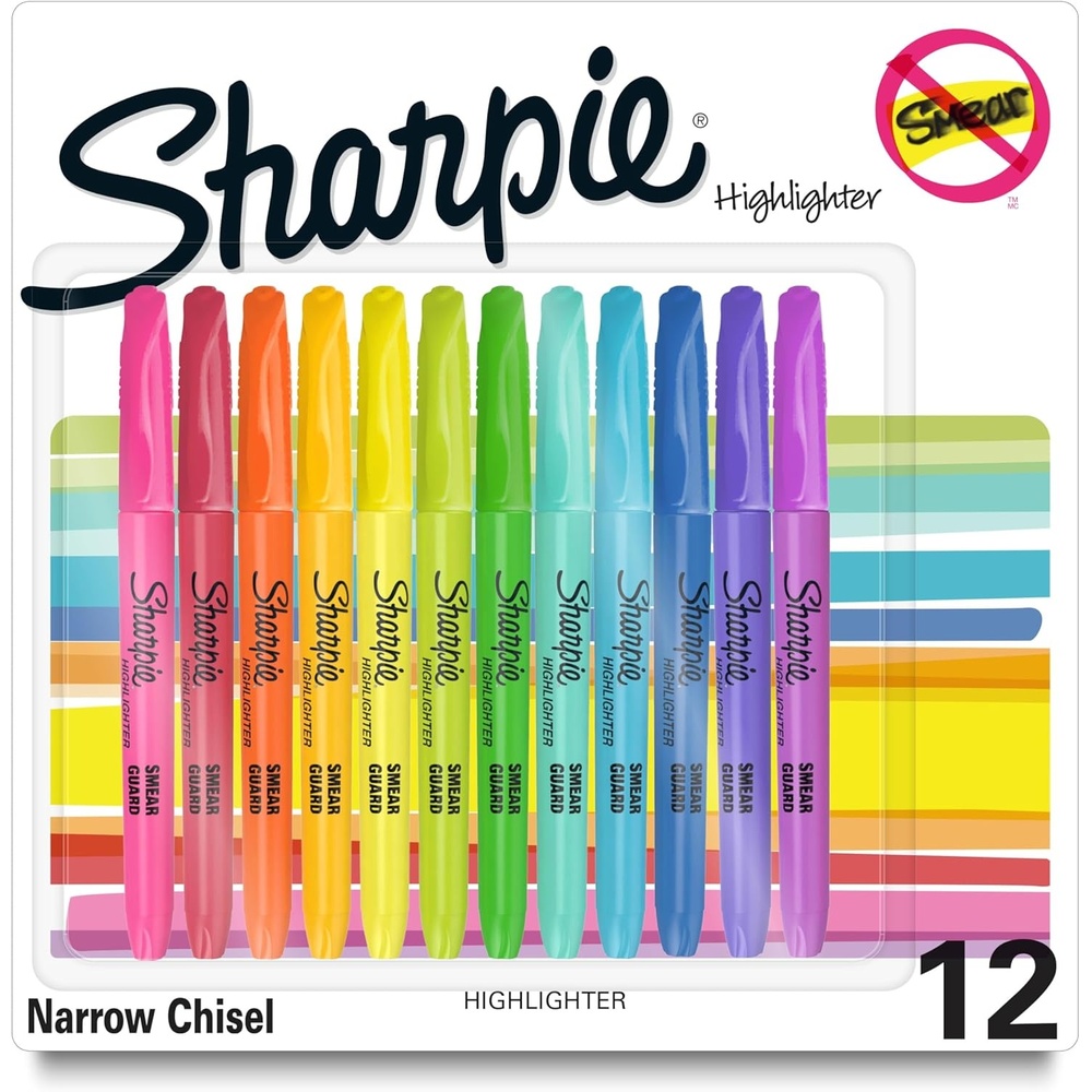 image:imageSharpie Pocket Highlighters Mild Pastel Colors Assorted Chisel Tip 12 Count School Home and Office Use Teacher SuppliesBright