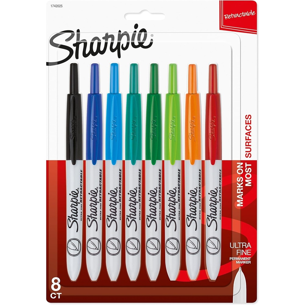 image:imageSharpie Retractable Permanent Markers Ultra Fine Point 8 Count