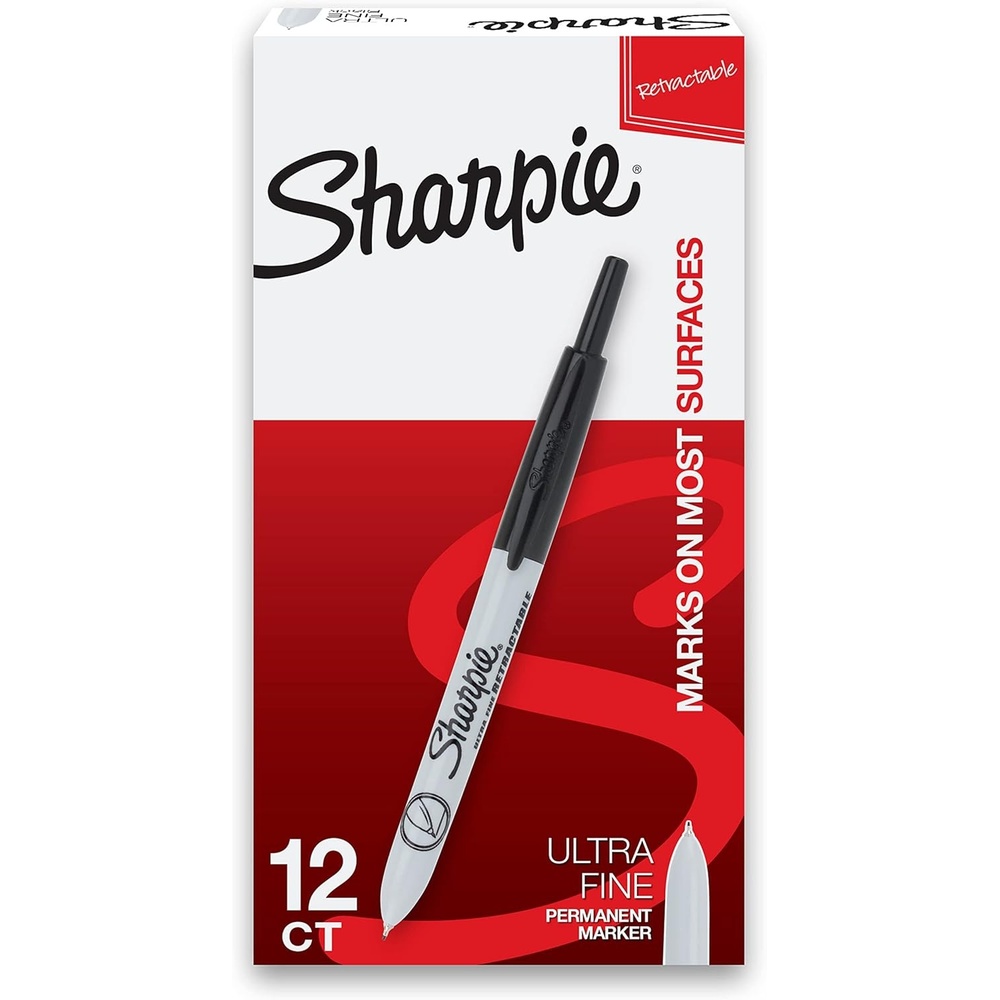 image:imageSharpie Retractable Permanent Markers Ultra Fine Point Black 12 Count