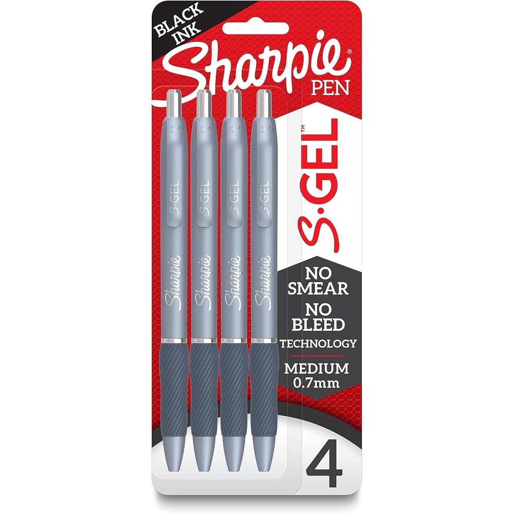 image:imageSharpie SGel Black Gel Pens Medium Point 07mm Journaling Pens Smooth Writing Drawing amp Writing Pens Ideal for School amp Office Supplies 4Pack