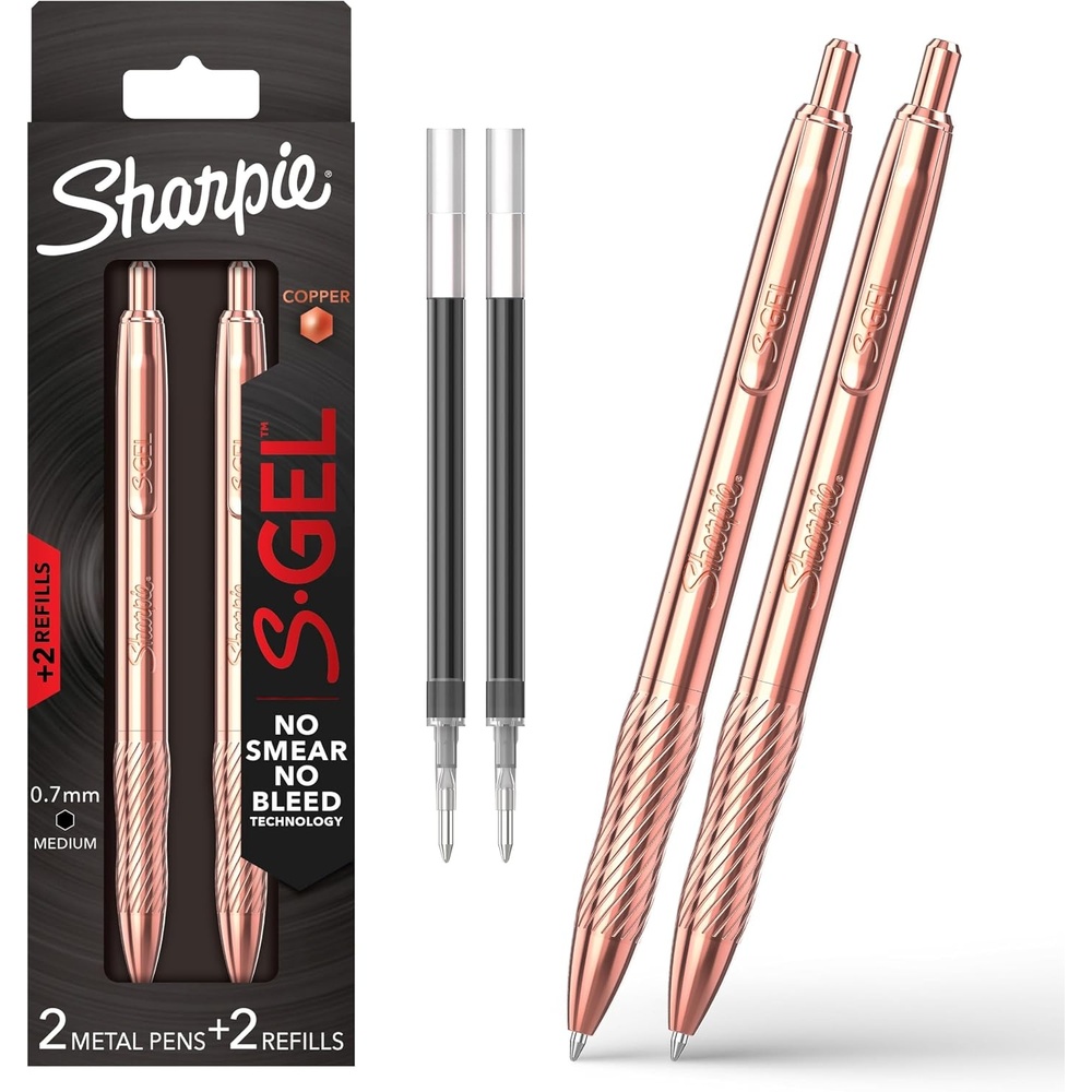 image:imageSharpie SGel Gel Pen Copper Metal Body Medium Point 07mm Black Ink Includes 1 Pen and 1 Additional Ink Refill1 Count Pack of 2