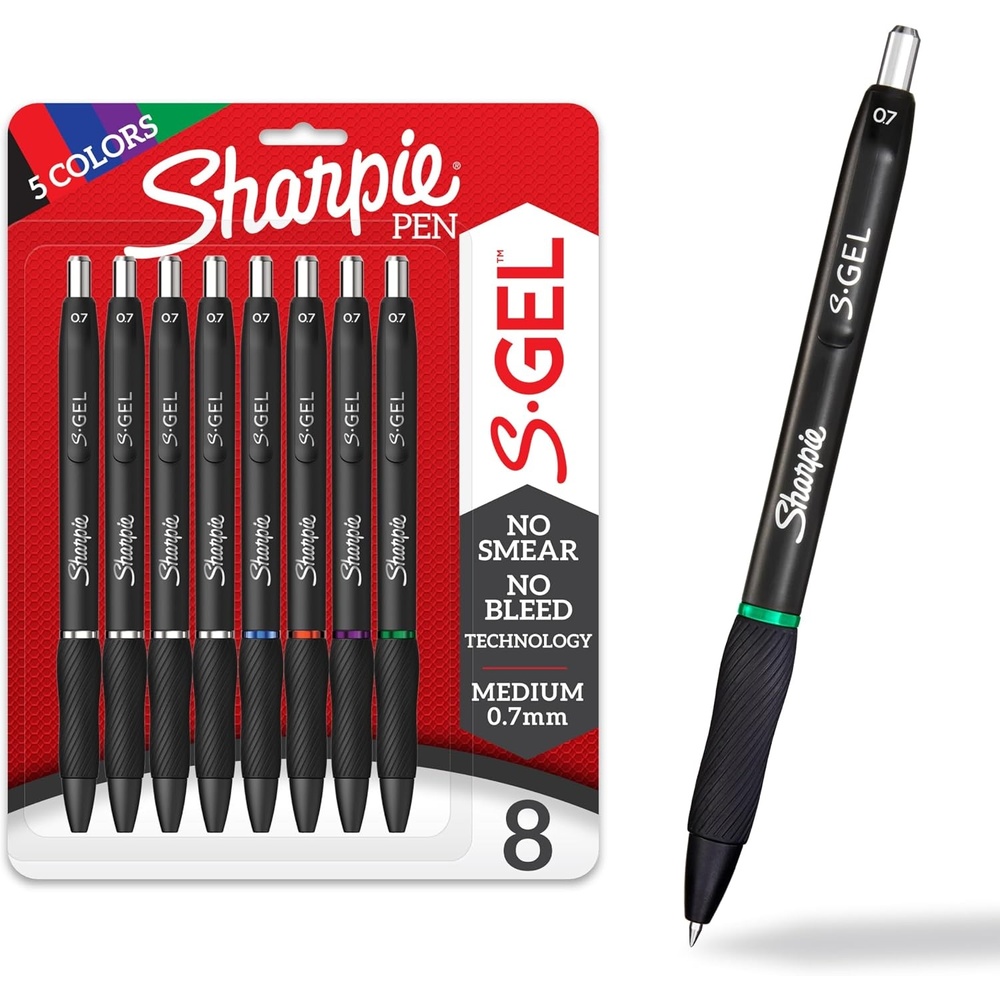 image:imageSharpie SGel Gel Pens Medium Point Assorted Colors Pens for Journaling amp Studying Essentials 07mm Back to School Supplies 8Pack