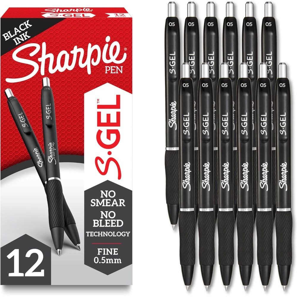image:imageSharpie SGel Pens Fine Point 05mm Black Ink 12 count Ideal for Writing Journaling Drawing Coloring NoteTaking College Supplies1 Count Pack of 12