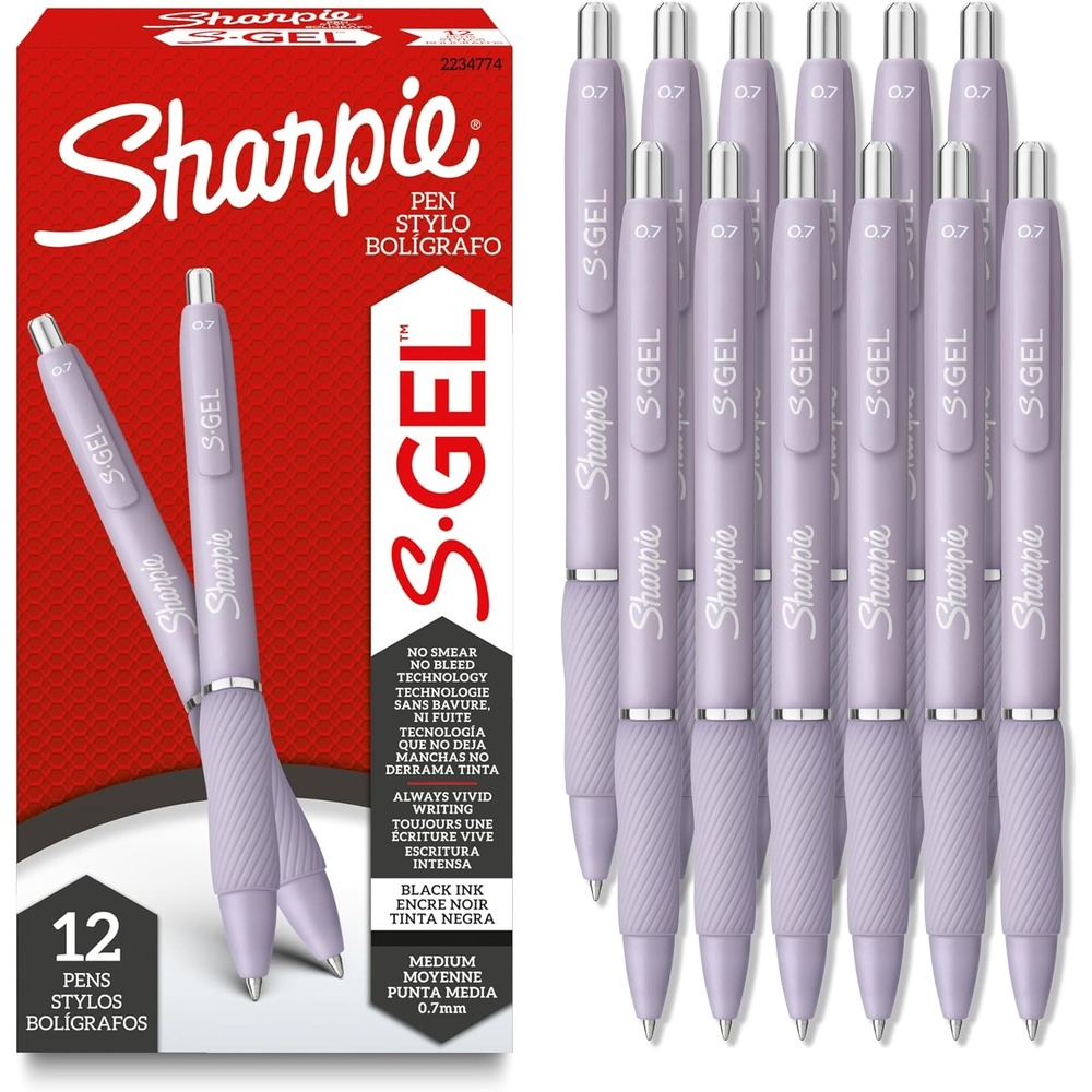 image:imageSharpie SGel Pens Frost Blue Barrel Medium Point 07mm Black Gel Ink 12 Count Office Supplies Journaling Writing NoteTakingIcy Violet