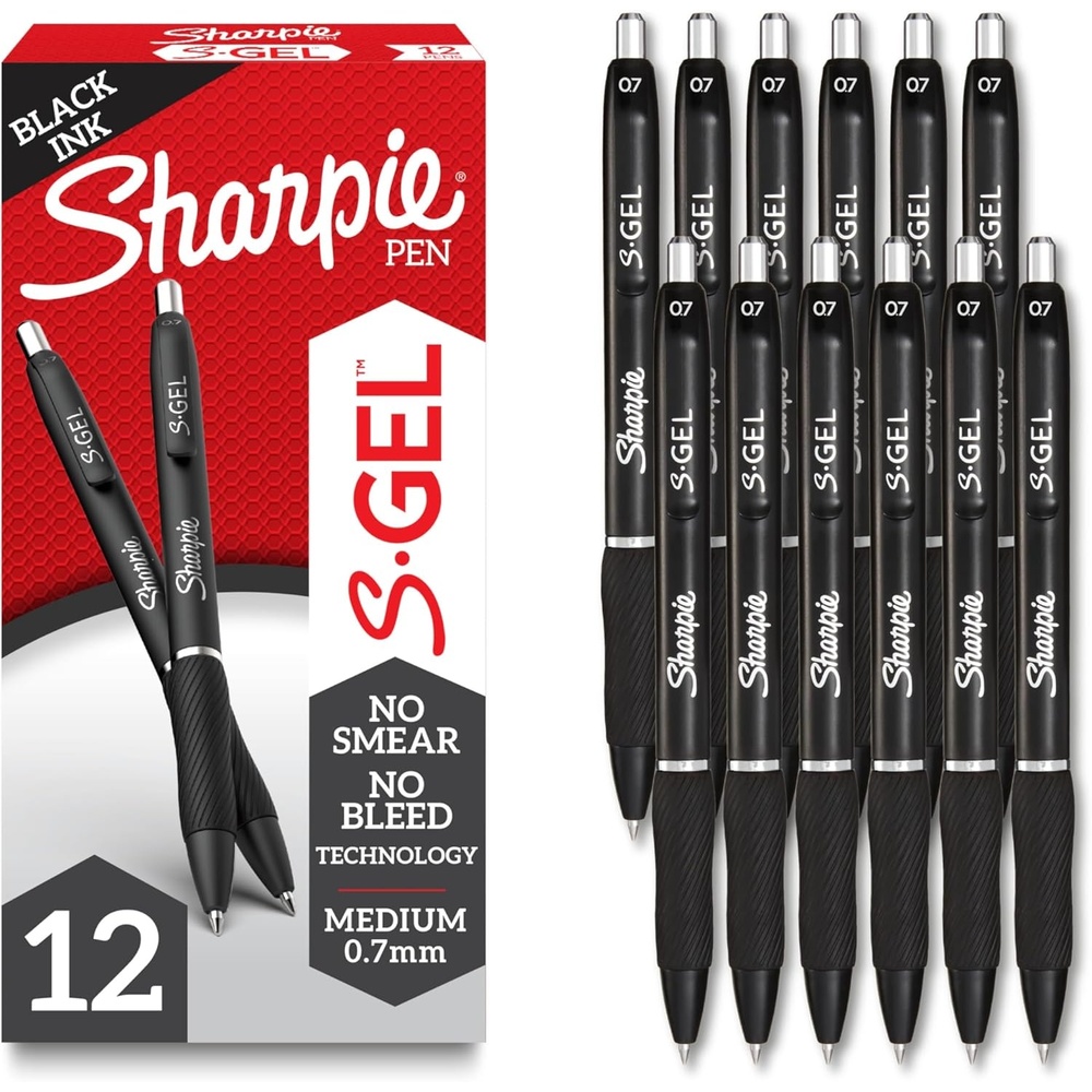 image:imageSharpie SGel Pens Medium Point 07mm Black Ink 4 Count Ideal for Writing Journaling Drawing Coloring NoteTaking College Supplies12 Count