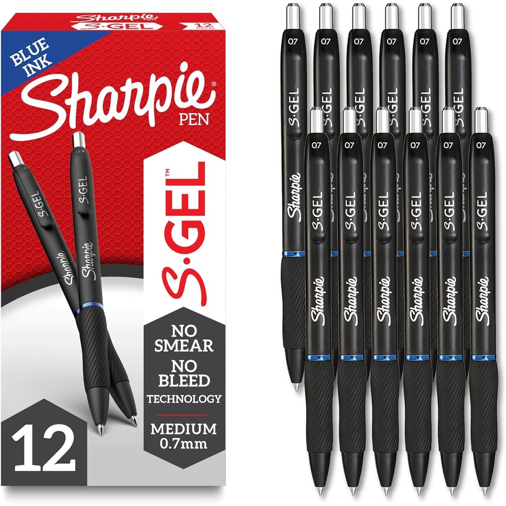 image:imageSharpie SGel Pens Medium Point 07mm Blue Gel Ink 36 Count Writing NoteTaking Office Supplies No Smear No Bleed12 Count