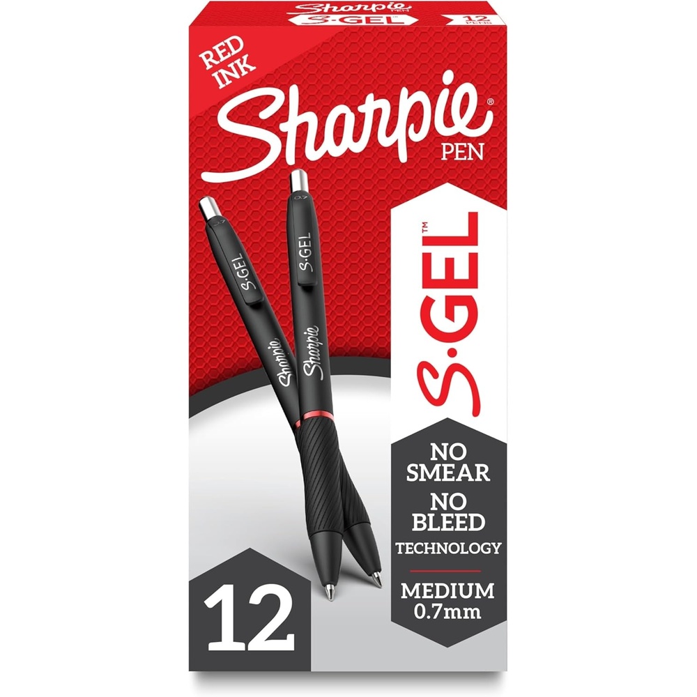 image:imageSharpie SGel Pens Medium Point 07mm Red Gel Ink 12 Count Classroom Teacher Supplies